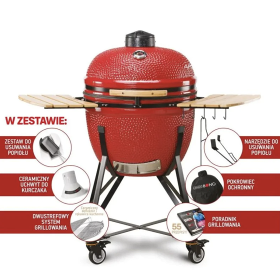 Grill ceramiczny Kamado Bono LIMITED Czerwony